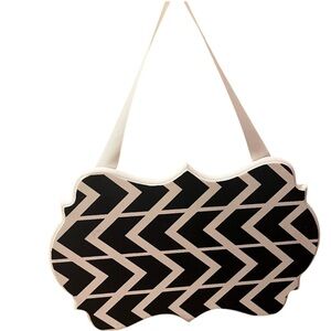 Black and White zig zag pattern hanging plaque
